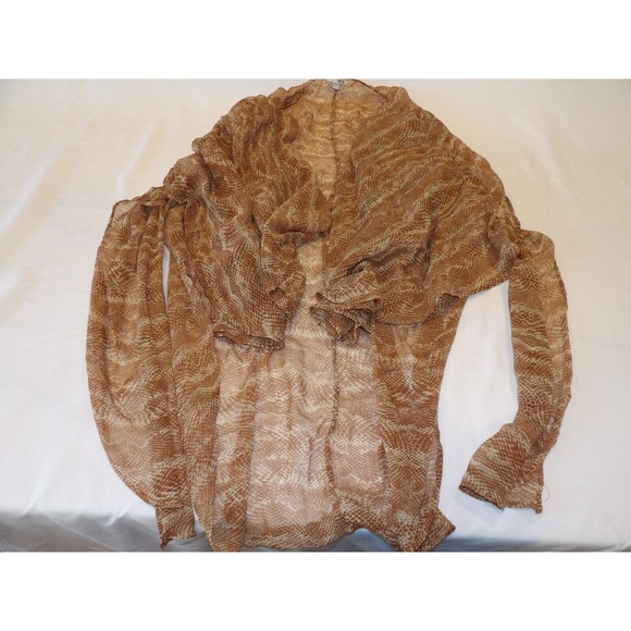 Society Amuse Bathing Suit Cover Up XS/S Brown Snake Print Gauzy Sheer Vacation - Picture 6 of 6